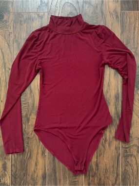 MANGOPOP Small Red Mock Turtle Neck Long Sleeve Bodysuit